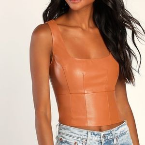 Cool Cutie Brown Vegan Leather Tank Top